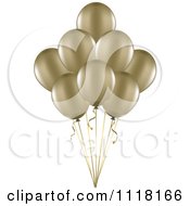 Clipart Of 3d Metallic Gold Party Balloons And Ribbons Royalty Free Vector Illustration
