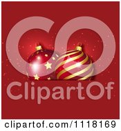 Clipart Of 3d Red And Gold Christmas Baubles In A Slot Royalty Free Vector Illustration