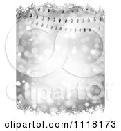 Poster, Art Print Of Silver Christmas Background Of Colorful Lights With Snow Grunge And Bokeh Lights