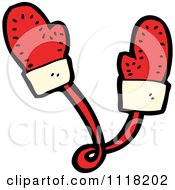 Cartoon Of Red Xmas Mittens 1 Royalty Free Vector Clipart