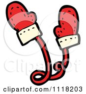 Cartoon Of Red Xmas Mittens 2 Royalty Free Vector Clipart