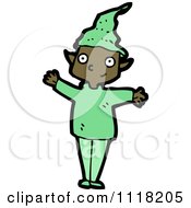 Poster, Art Print Of Waving Black Male Christmas Elf In A Green Suit