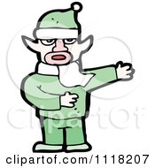 Poster, Art Print Of Cold Male Christmas Elf Giving Directions In A Green Suit