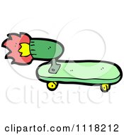 Vector Cartoon Of A Green Skateboard With A Rocket Royalty Free Clipart Graphic