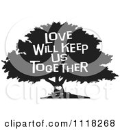 Cartoon Of A Black And White Family Tree With A Heart And Love Will Keep Us Together Text Royalty Free Vector Clipart by Johnny Sajem #COLLC1118268-0090