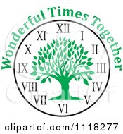 Green Family Reunion Tree Clock With Wonderful Times Together Text