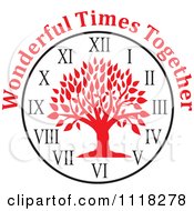 Red Family Reunion Tree Clock With Wonderful Times Together Text