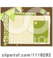 Brown And Green Polka Dot Corrugated Cardboard Scrapbook Page With Buntings And Buttons