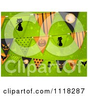 Poster, Art Print Of Halloween Party Bunting Flag Decorations Over Green