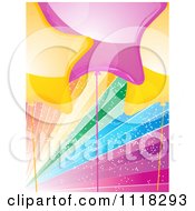 Poster, Art Print Of Yellow And Pink Star Party Balloons Over Sparkly Rainbow Rays