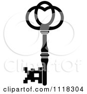 Clipart Of A Black And White Antique Skeleton Key 10 Royalty Free Vector Illustration