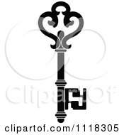 Clipart Of A Black And White Antique Skeleton Key 2 Royalty Free Vector Illustration by Vector Tradition SM