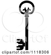 Clipart Of A Black And White Antique Skeleton Key 3 Royalty Free Vector Illustration