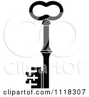 Clipart Of A Black And White Antique Skeleton Key 4 Royalty Free Vector Illustration