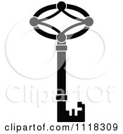 Clipart Of A Black And White Antique Skeleton Key 6 Royalty Free Vector Illustration