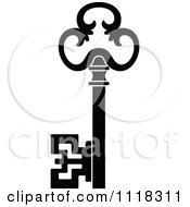 Clipart Of A Black And White Antique Skeleton Key 8 Royalty Free Vector Illustration