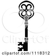 Clipart Of A Black And White Antique Skeleton Key 9 Royalty Free Vector Illustration