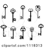 Clipart Of Black And White Antique Skeleton Keys Royalty Free Vector Illustration