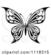 Clipart Of A Black And White Butterfly 7 Royalty Free Vector Illustration