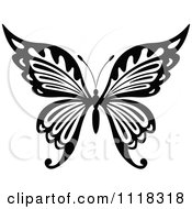 Clipart Of A Black And White Butterfly 12 Royalty Free Vector Illustration