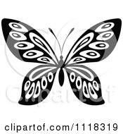 Clipart Of A Black And White Butterfly 11 Royalty Free Vector Illustration