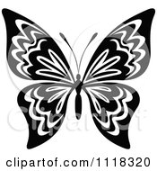 Clipart Of A Black And White Butterfly 9 Royalty Free Vector Illustration