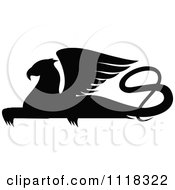Poster, Art Print Of Black Silhouetted Resting Griffin 1