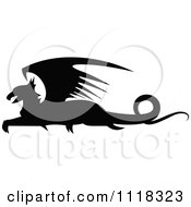Poster, Art Print Of Black Silhouetted Resting Griffin 2
