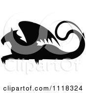 Poster, Art Print Of Black Silhouetted Resting Griffin 3