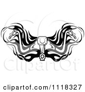 Poster, Art Print Of Black And White Motorcycle Handlebars With Tribal Flames
