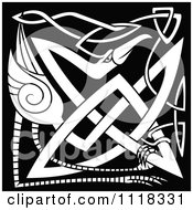 Poster, Art Print Of Black And White Celtic Heron 1