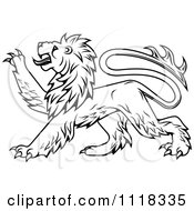 Poster, Art Print Of Black And White Heraldic Lion Clawing