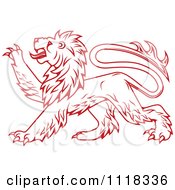 Red Heraldic Lion Clawing
