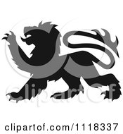 Poster, Art Print Of Black Silhouetted Heraldic Lion Clawing