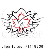 Clipart Of A Black And Red Tribal Maple Leaf 6 Royalty Free Vector Illustration by Vector Tradition SM