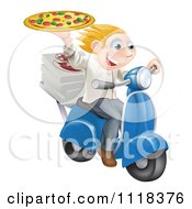 Pizza Delivery Chef Holding Up A Pie On A Fast Scooter