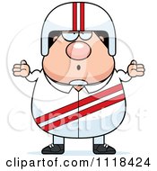 Cartoon Of A Careless Shrugging Race Car Driver Royalty Free Vector Clipart by Cory Thoman