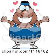 Cartoon Of An Amorous Plump Black Gym Man Royalty Free Vector Clipart