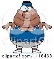 Cartoon Of A Plump Black Gym Man Royalty Free Vector Clipart by Cory Thoman