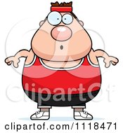 Cartoon Of A Surprised Plump Caucasian Gym Man Royalty Free Vector Clipart