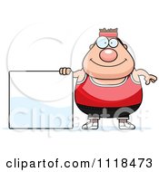 Poster, Art Print Of Plump Caucasian Gym Man With A Sign