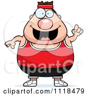 Cartoon Of A Plump Caucasian Gym Man With An Idea Royalty Free Vector Clipart
