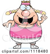 Cartoon Of A Plump Caucasian Gym Woman With An Idea Royalty Free Vector Clipart