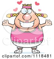 Cartoon Of An Amorous Plump Caucasian Gym Woman Royalty Free Vector Clipart