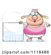 Poster, Art Print Of Plump Caucasian Gym Woman With A Sign