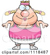 Cartoon Of A Happy Plump Caucasian Gym Woman Royalty Free Vector Clipart