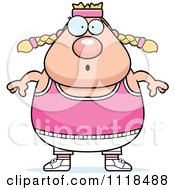 Cartoon Of A Surprised Plump Caucasian Gym Woman Royalty Free Vector Clipart