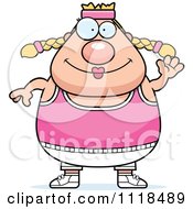 Cartoon Of A Waving Plump Caucasian Gym Woman Royalty Free Vector Clipart