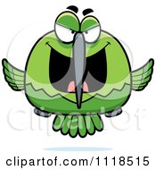 Cartoon Of A Sly Bully Green Hummingbird Royalty Free Vector Clipart
