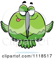 Cartoon Of A Drunk Or Dumb Green Hummingbird Royalty Free Vector Clipart